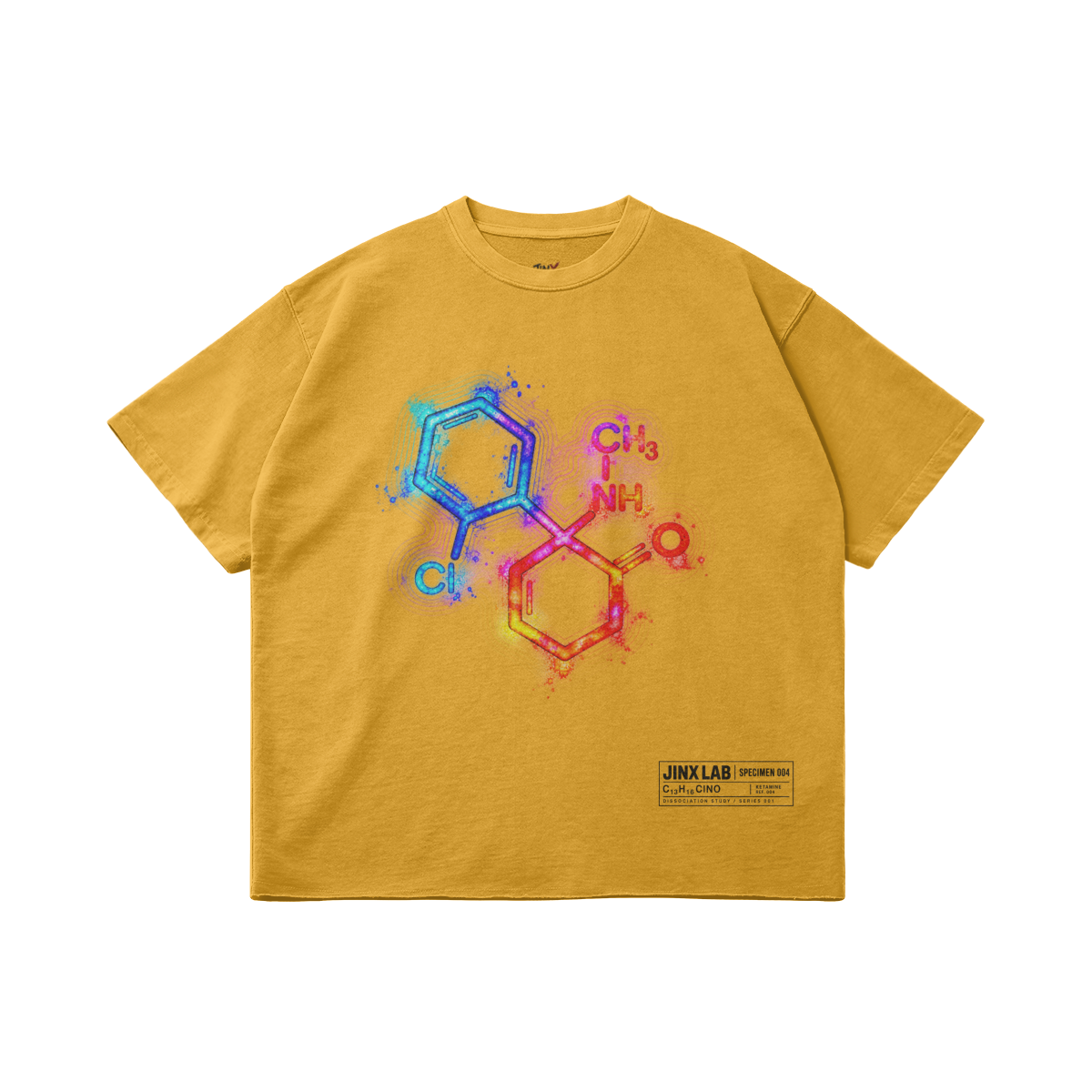 DISSOCIATION STUDY – חולצת JINX IT בצבע Vintage Yellow עם גרפיקה קדמית