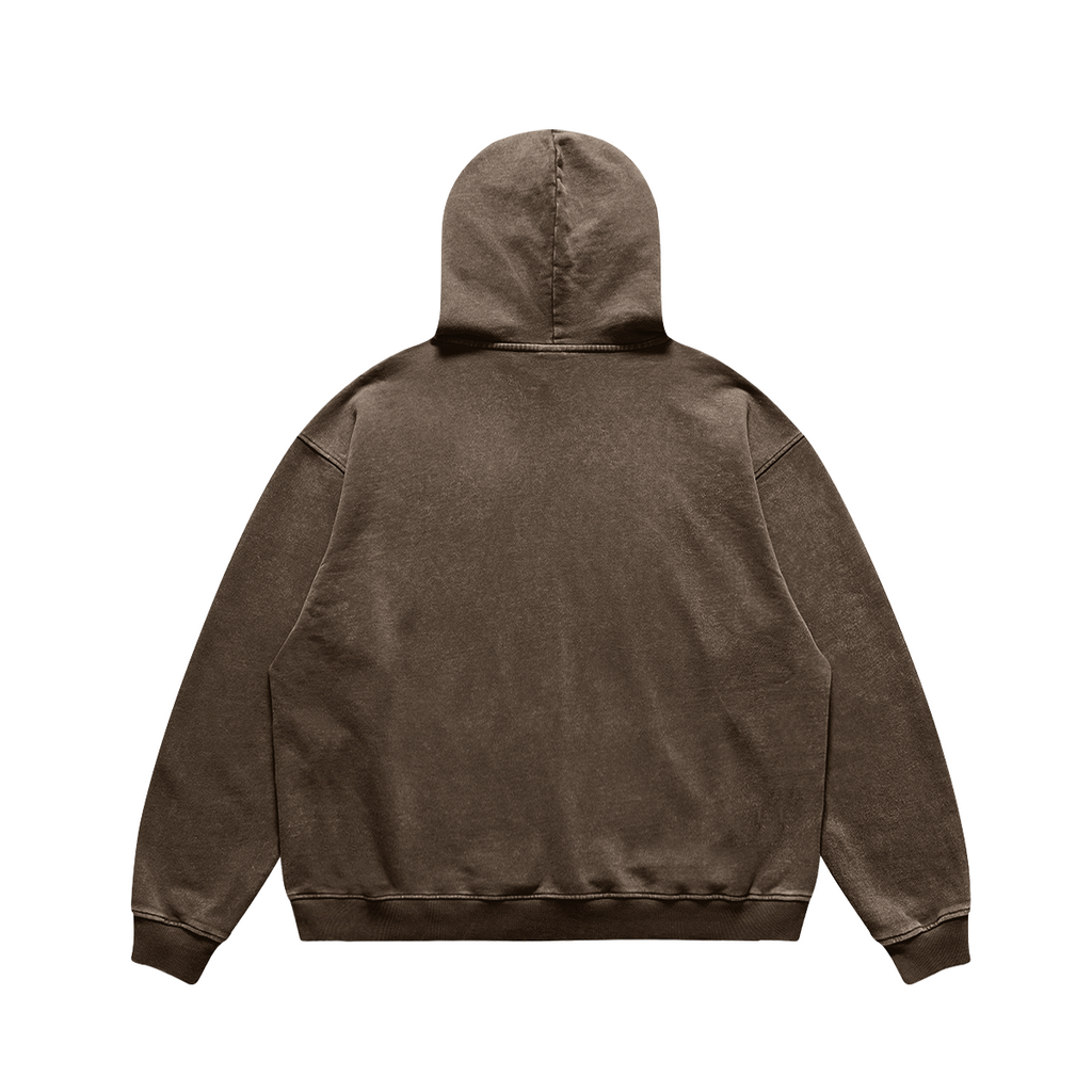 JINX HEAVY FADE – קפוצ׳ון Oversized 440GSM חום כהה במבט אחורי
